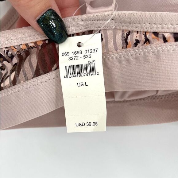 Aerie Printed Striped Mesh Scoop Bralette Bra Animal Print Large Pink Brown - Picture 4 of 5